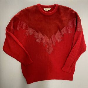 Vintage Red Country Style Sweater | Cozy Knit | Size Large | Retro Western Vibe